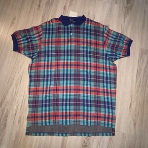 Polo By Ralph Lauren Green Red Teal  Plaid Polo Shirt XL